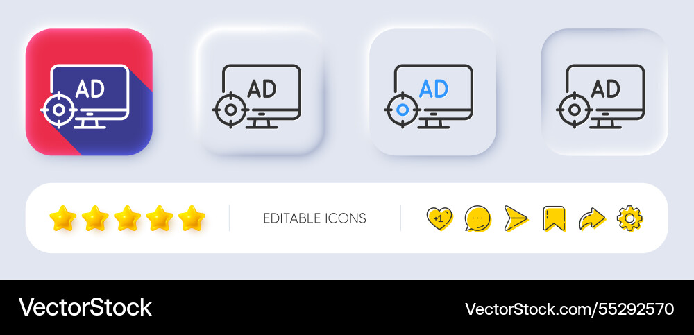 Seo adblock line icon search engine optimization vector image