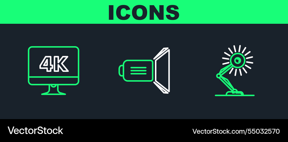 Set line table lamp computer pc monitor with 4k Set line table lamp computer pc monitor with 4k vector image