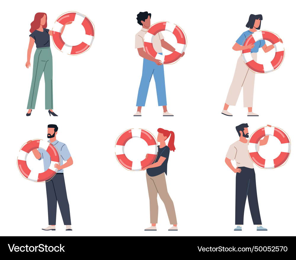 Set of men and women with life vector image