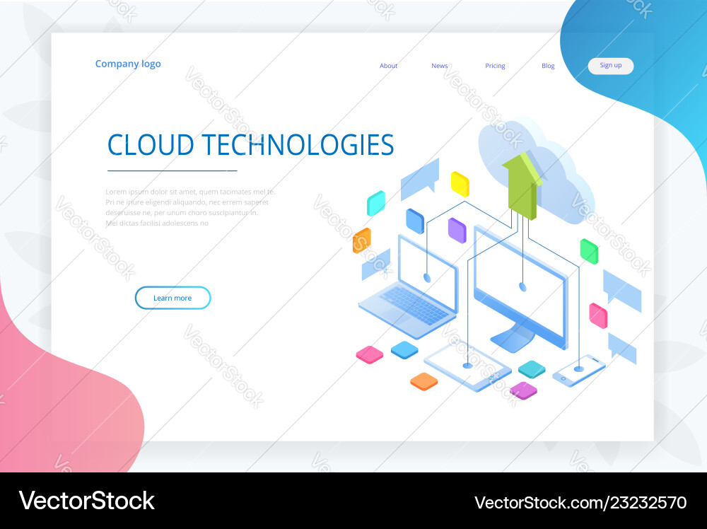 Web page design templates cloud computing concept Web page design templates cloud computing concept Vector Image