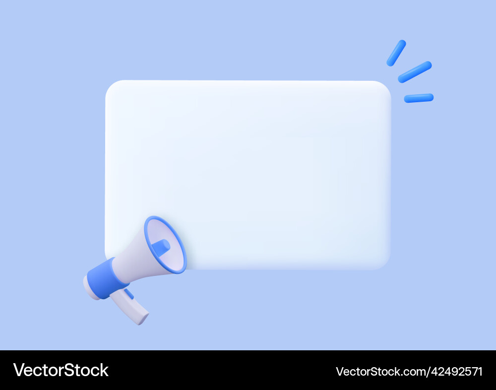 3d megaphone with speech bubble message 3d megaphone with speech bubble message vector image
