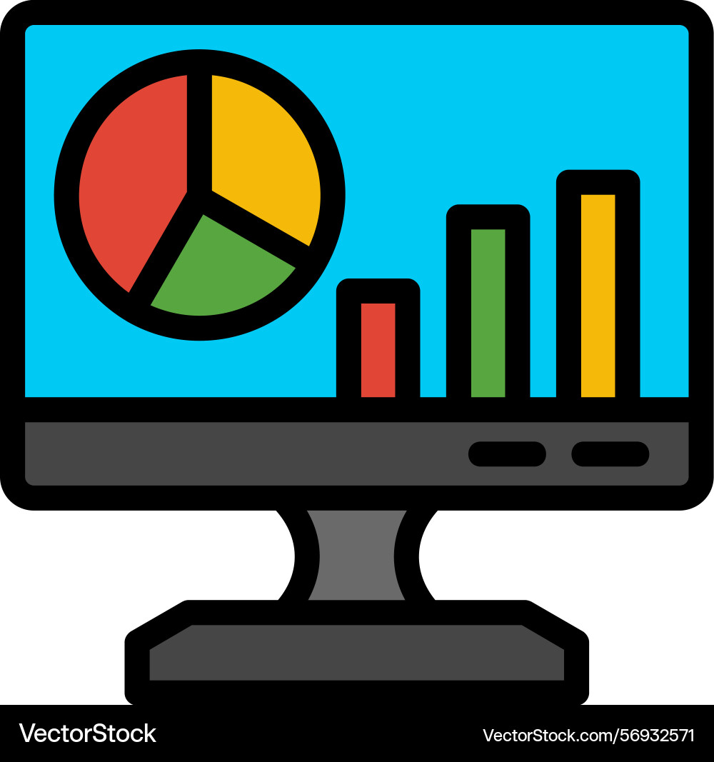 Analytics line filled style icon design Vector Image