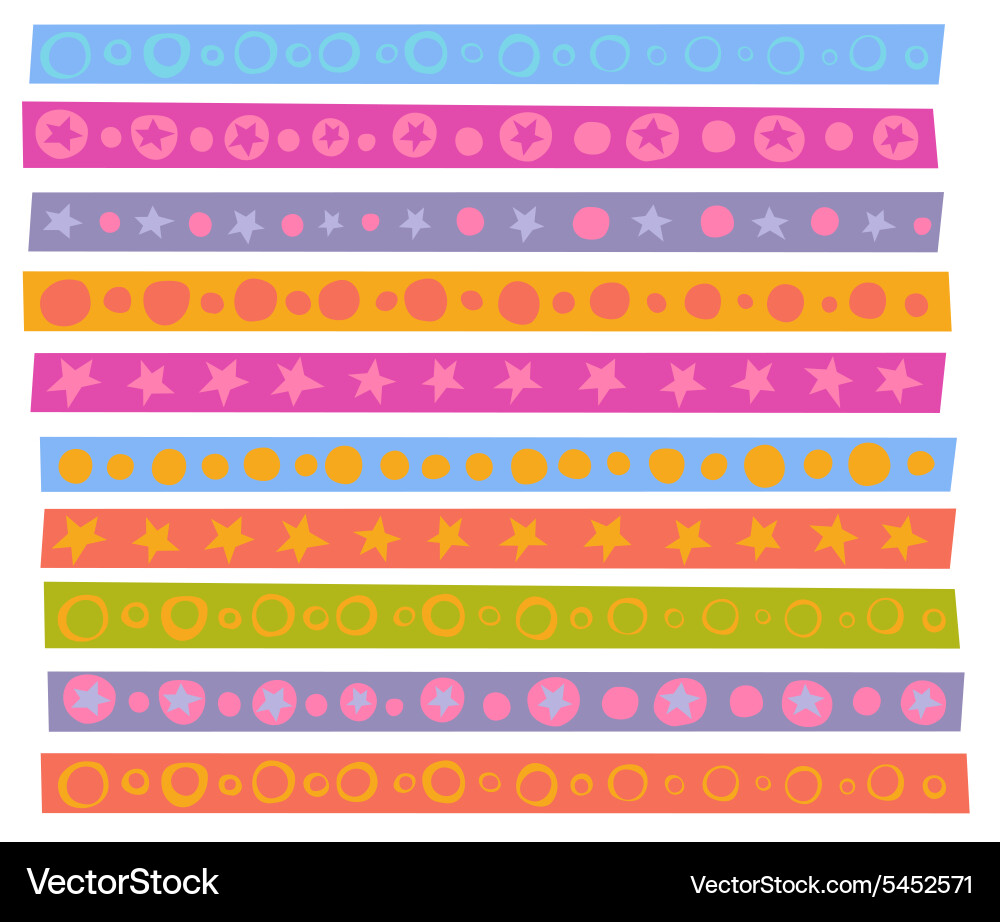 Decorative patterns collection in cheerful color vector image