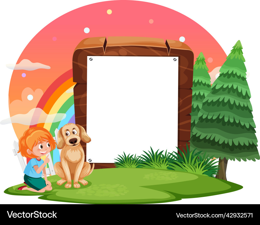 Empty board with cartoon character Vector Image