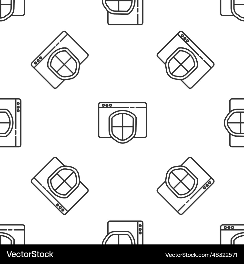 Grey line browser with shield icon isolated Grey line browser with shield icon isolated Vector Image