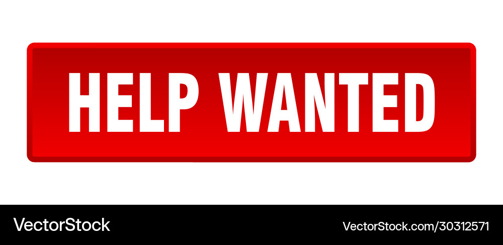 Help wanted button square red push Vector Image