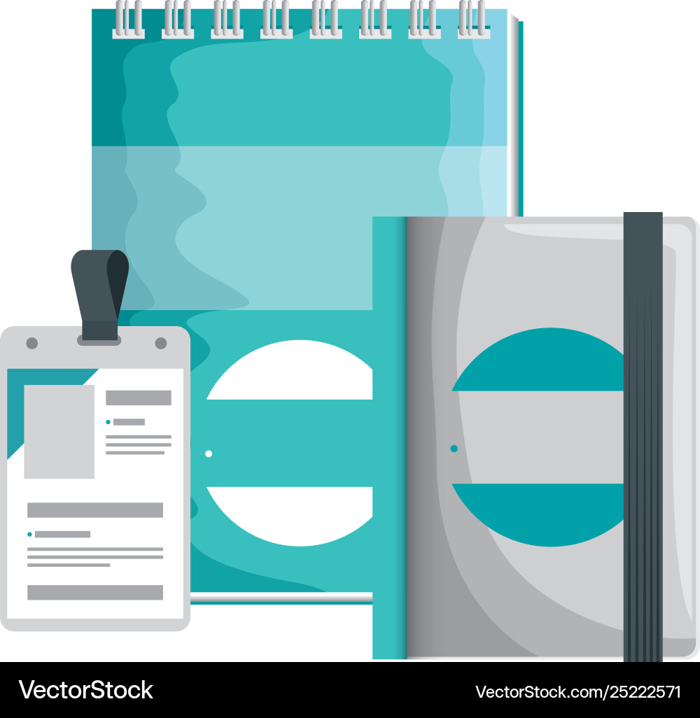 Identification badge and notepad with company Identification badge and notepad with company vector image