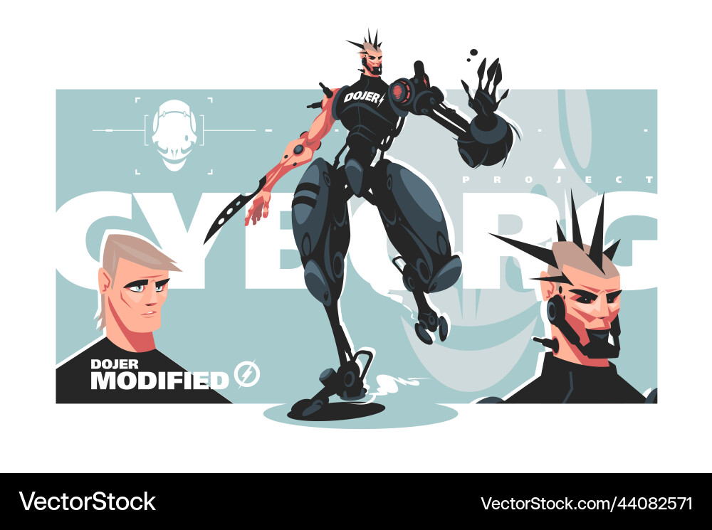 Modified dojer or cybernetic robot in exoskeleton Modified dojer or cybernetic robot in exoskeleton vector image
