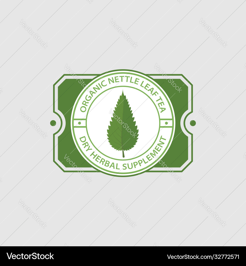Nettle tea label herbal organic supplement badge Nettle tea label herbal organic supplement badge vector image