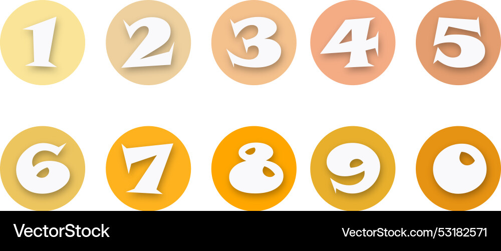Numbers with shadow on circles vector image