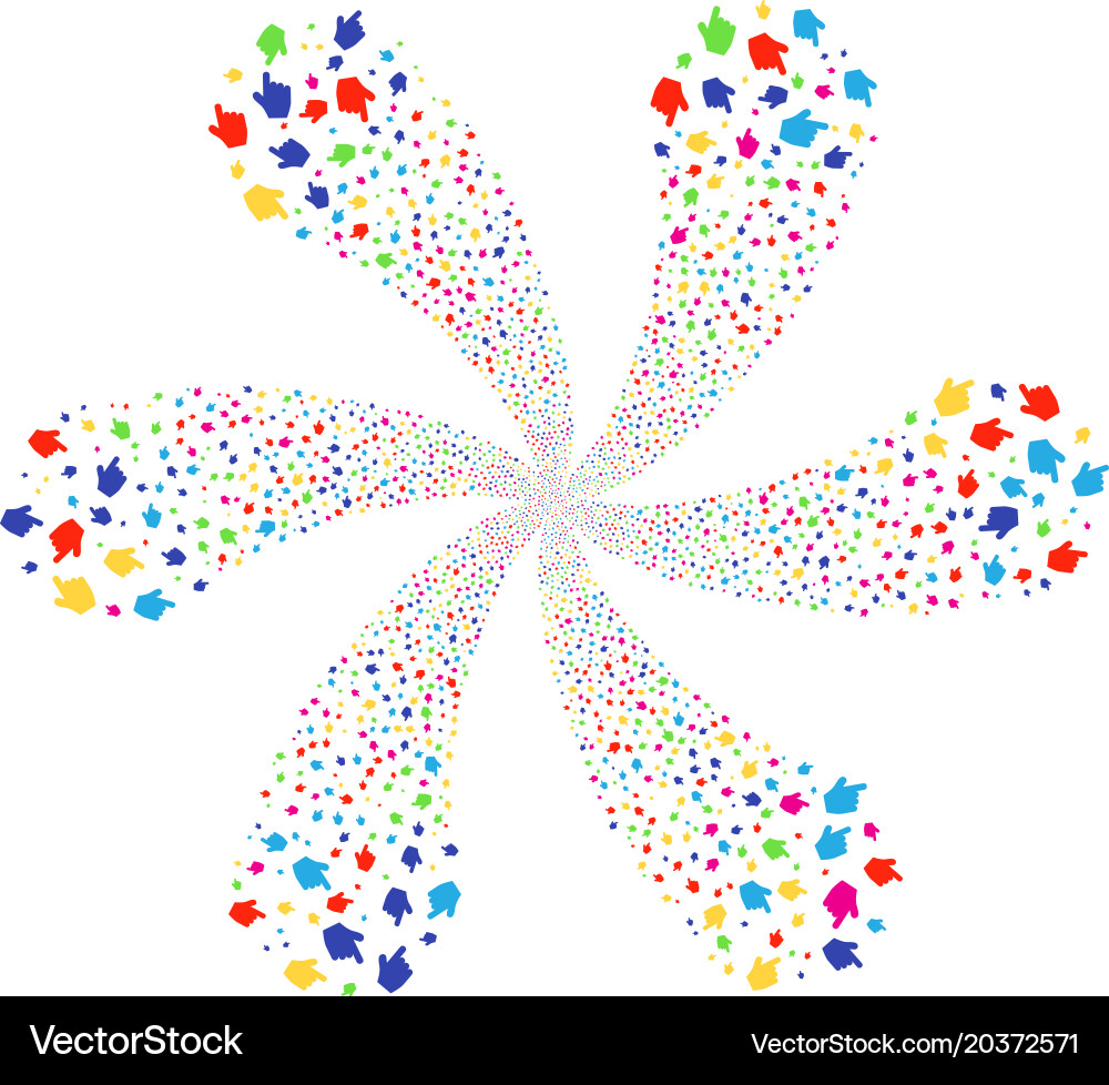 Pointer finger curl flower with six petals vector image