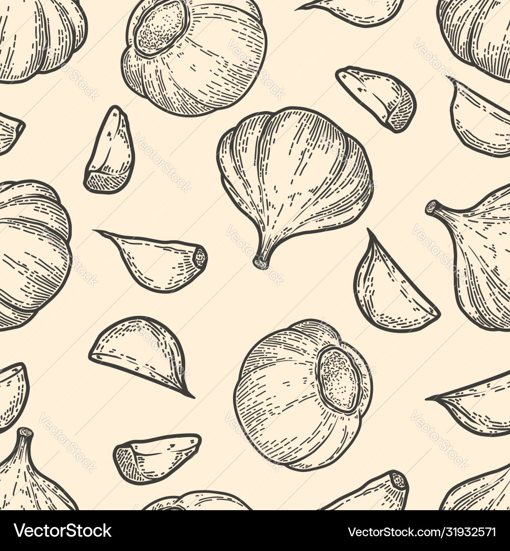 Seamless pattern with garlic design element Seamless pattern with garlic design element vector image