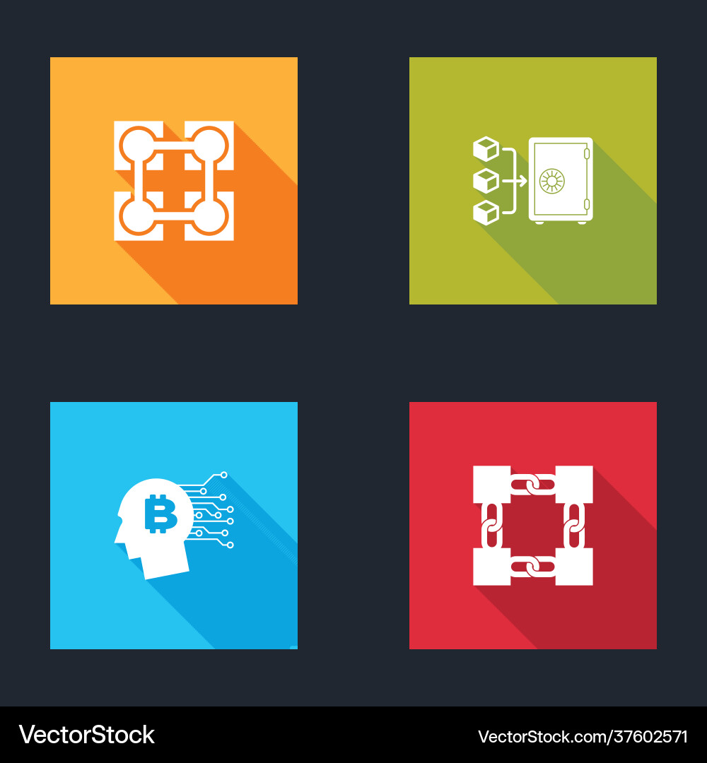 Set blockchain technology prostake bitcoin Vector Image