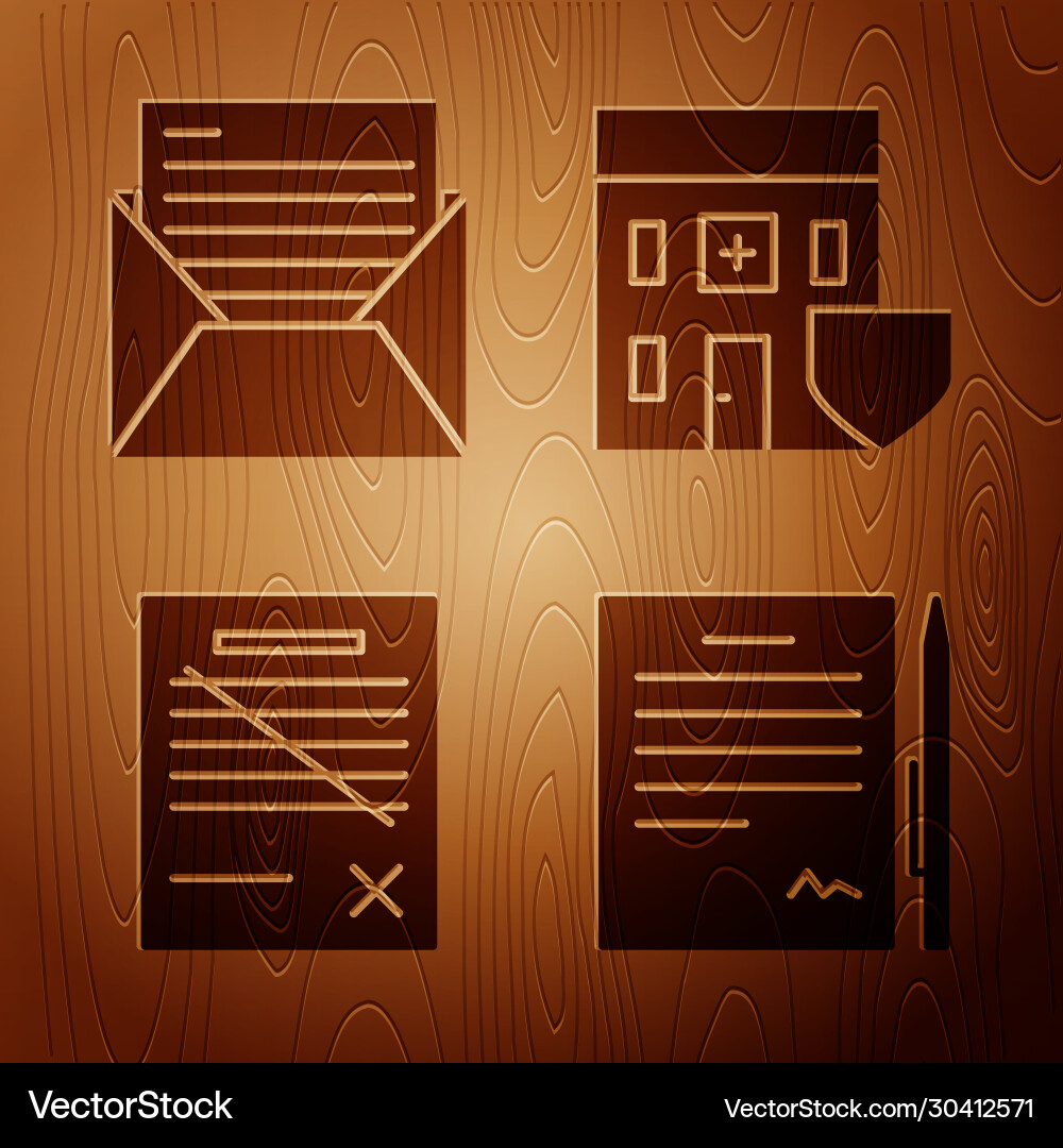 Set contract with pen mail and e-mail delete Set contract with pen mail and e-mail delete vector image