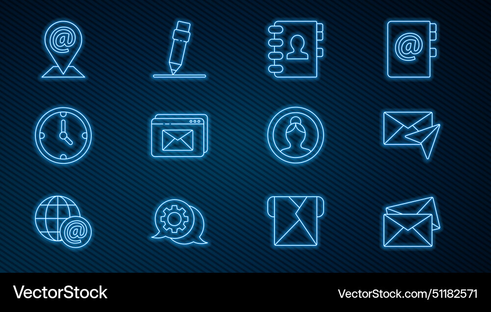 Set line envelope address book website Set line envelope address book website vector image