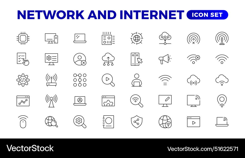 Set of network and internet outline icons Set of network and internet outline icons vector image