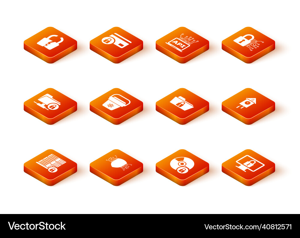 Set server security with lock cyber ftp folder Set server security with lock cyber ftp folder vector image