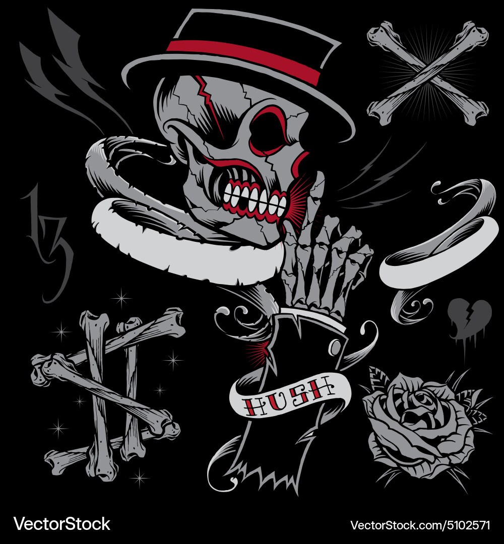 Skull & Bones Tattoo Art vector image