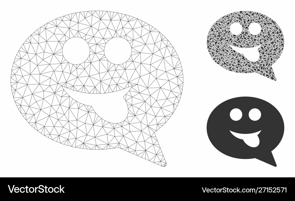 Tongue smiley message mesh network model vector image