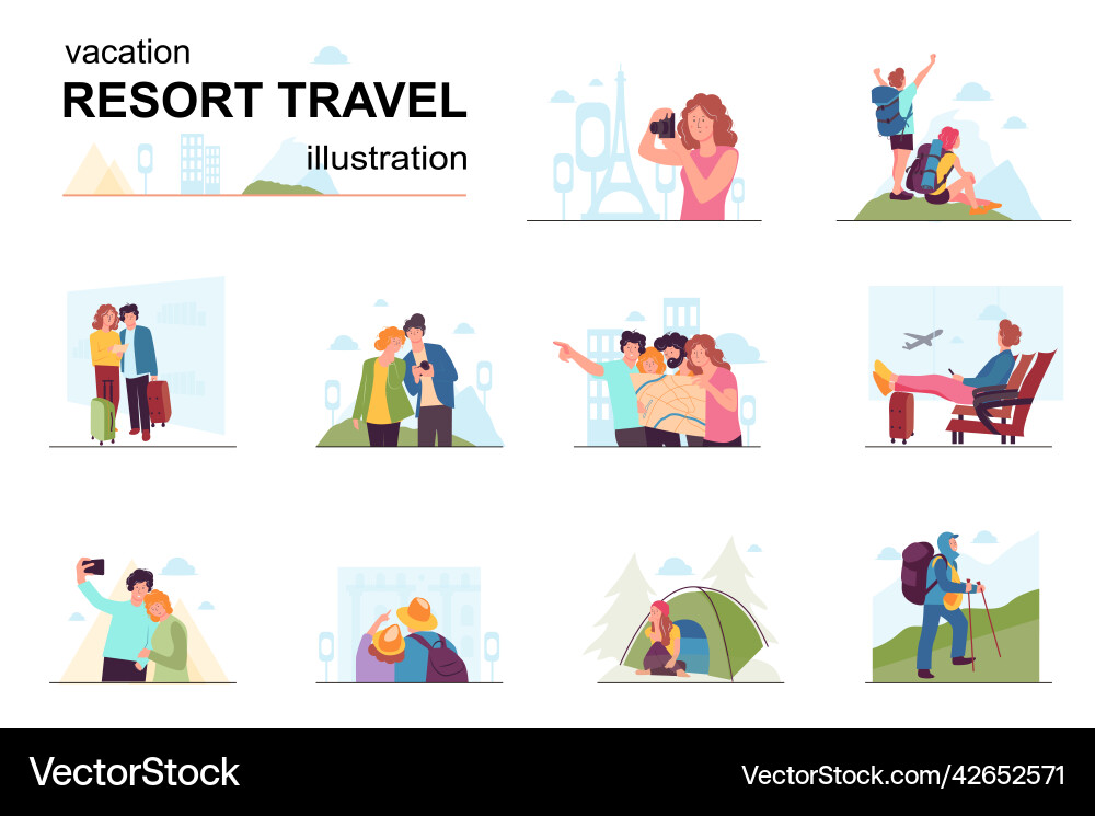 Vacation and travel resort concept with people Vacation and travel resort concept with people vector image