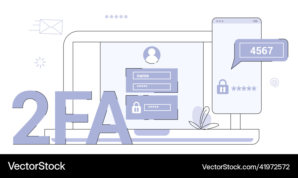 2fa two factor authentication password secure 2fa two factor authentication password secure vector image
