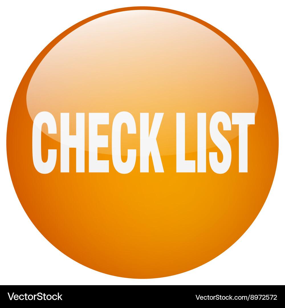 Check list orange round gel isolated push button vector image