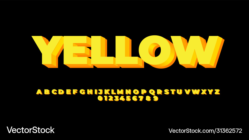 Clean yellow and orange 3d font styles design Clean yellow and orange 3d font styles design vector image