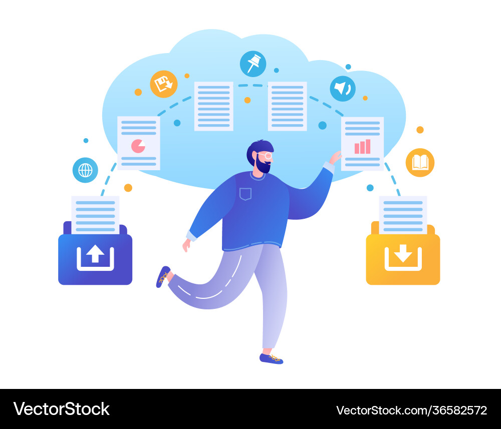 Cloud computing network service copy files vector image