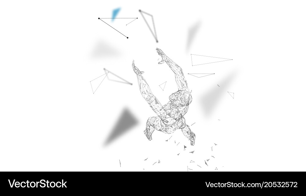 Conceptual abstract man with hands up connected vector image