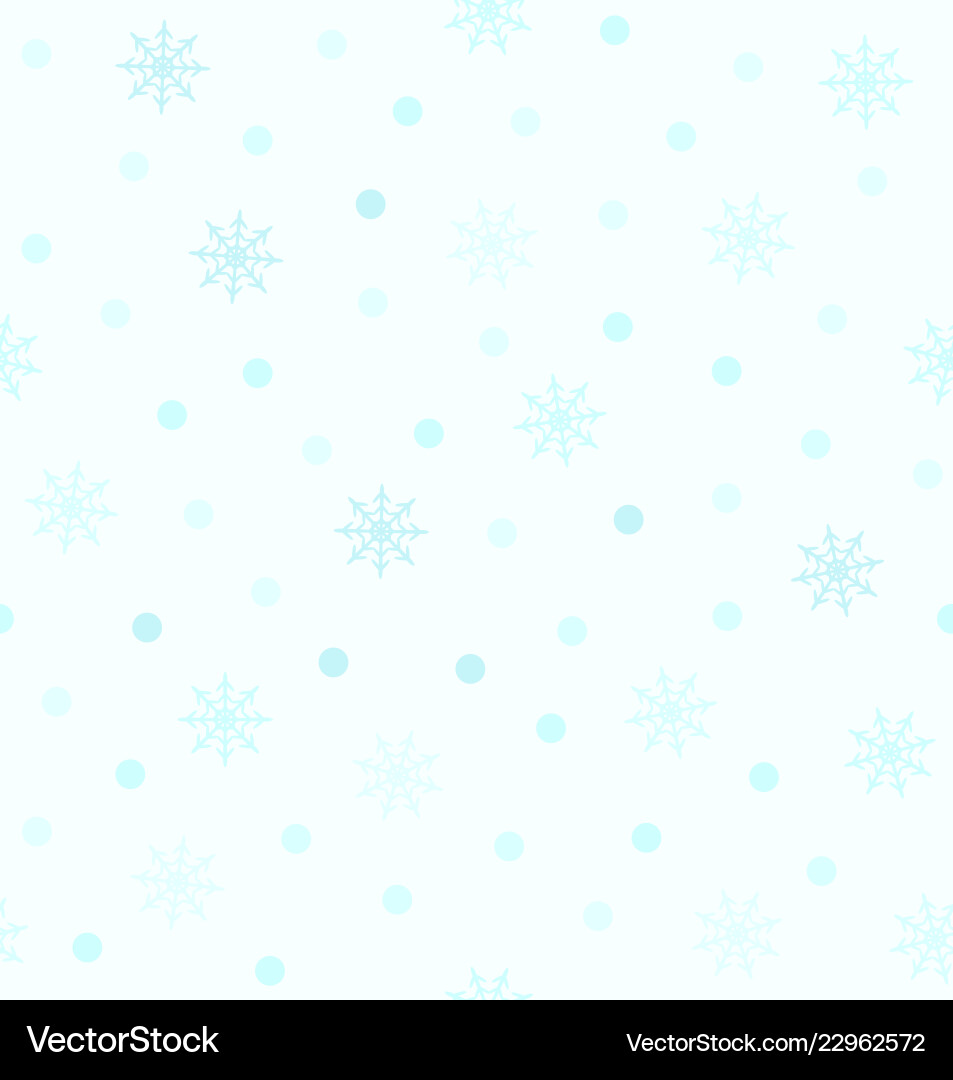 Cyan snowflake pattern with dots seamless vector image