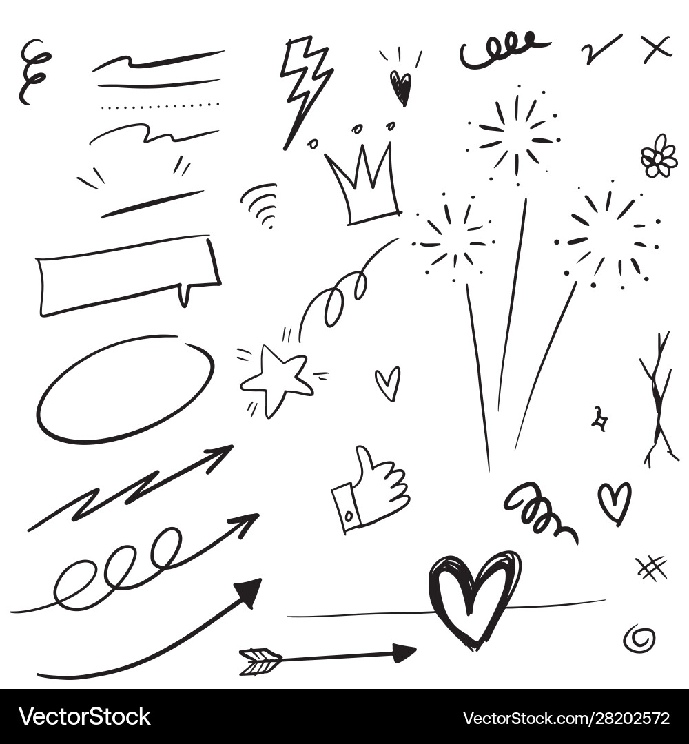 Hand drawn set elements black on white Royalty Free Vector
