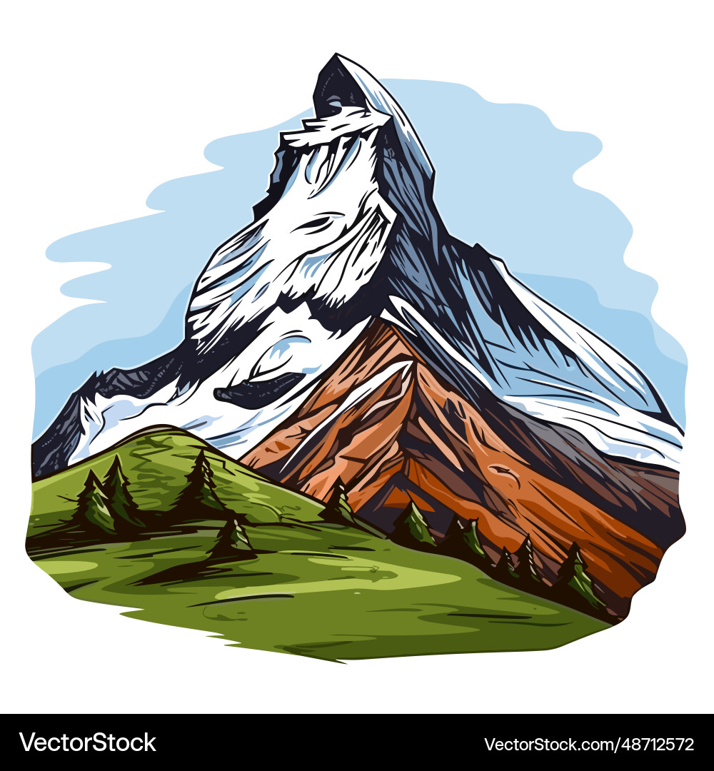 Matterhorn hand-drawn comic doodle Matterhorn hand-drawn comic doodle vector image