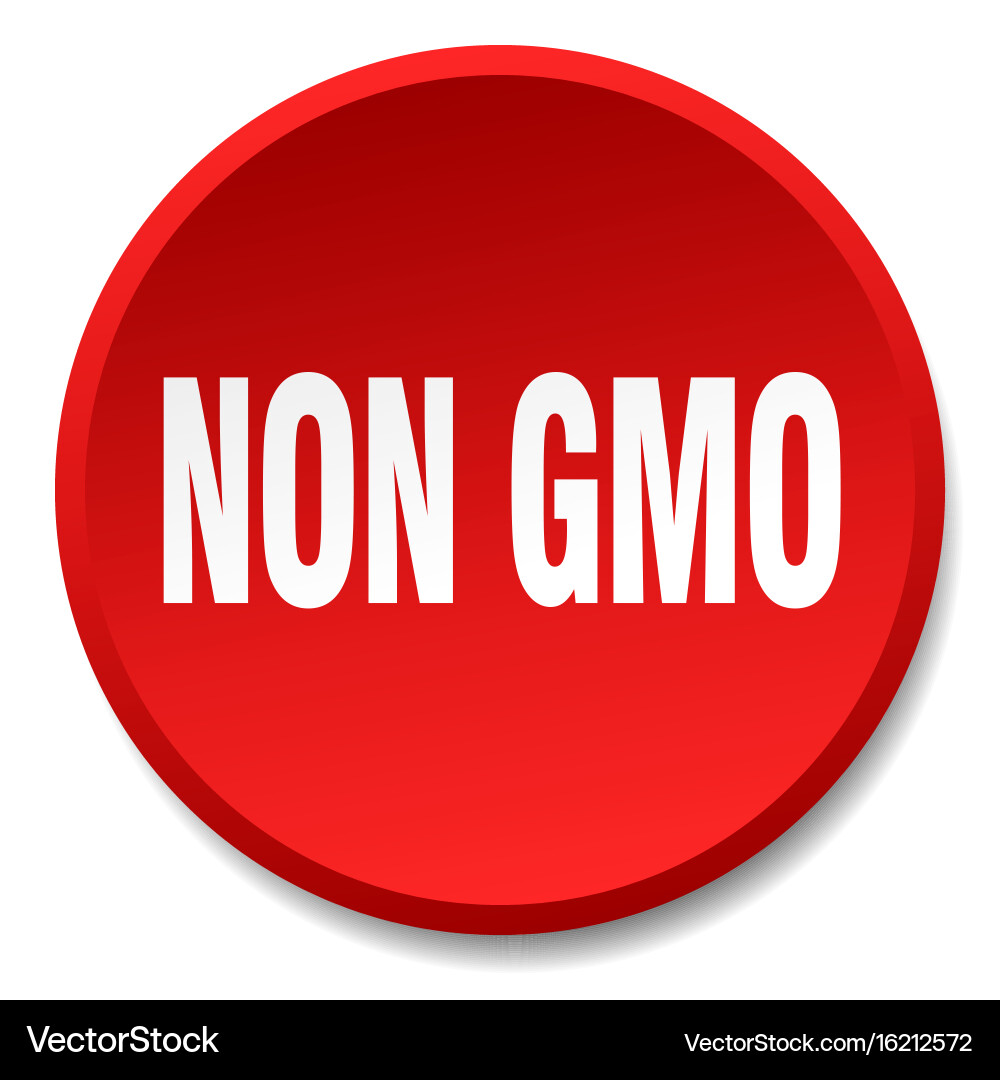 Non gmo red round flat isolated push button Vector Image