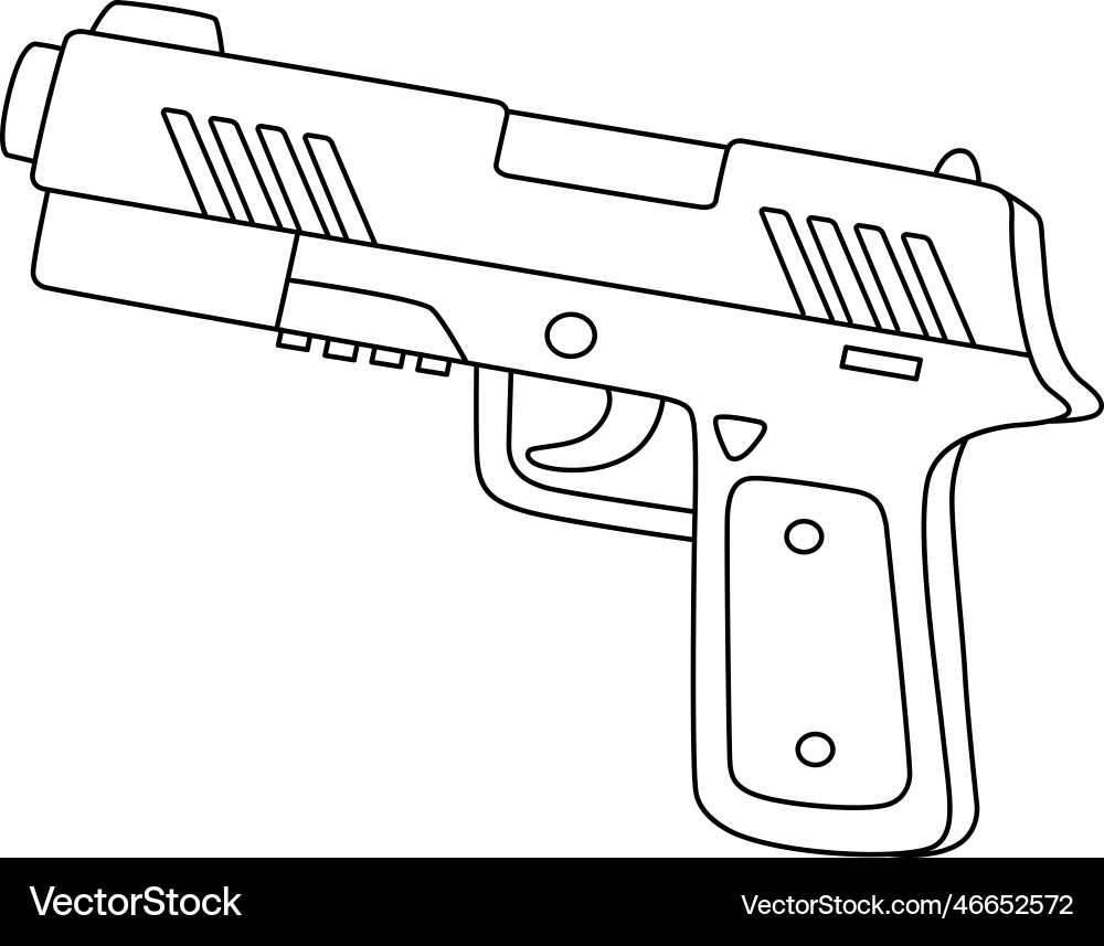 Police officer hand gun isolated coloring page Police officer hand gun isolated coloring page vector image