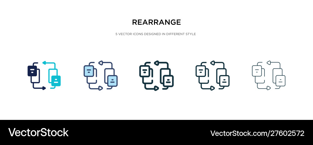 Rearrange icon in different style two colored Rearrange icon in different style two colored vector image