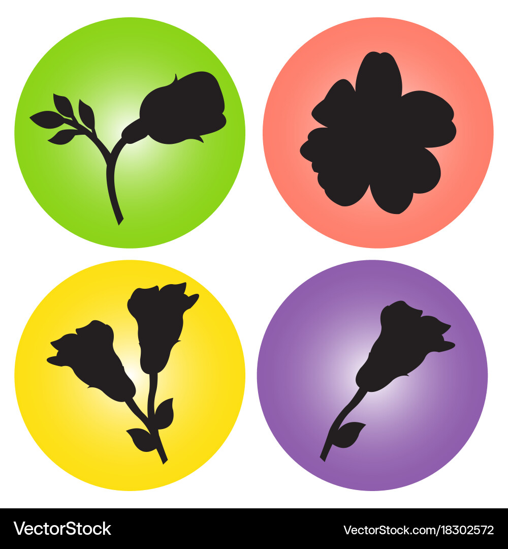 Set of icons with the image flowers Vector Image