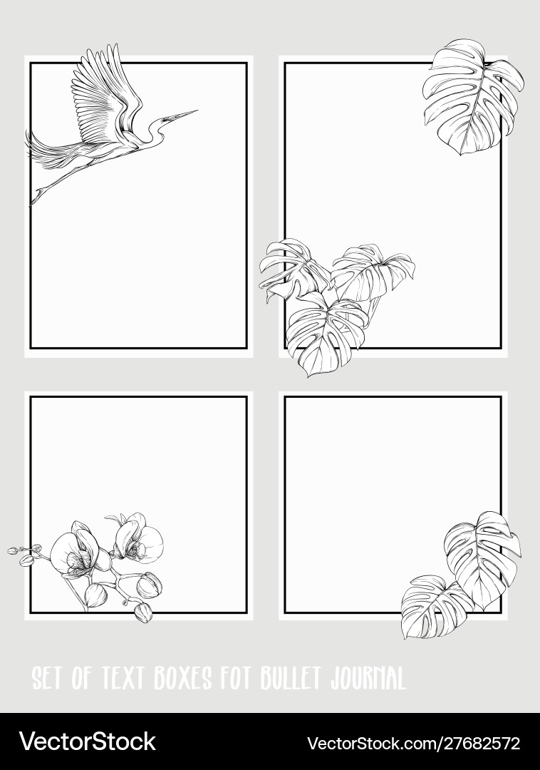 Set text boxes for bullet journal or notes Set text boxes for bullet journal or notes vector image