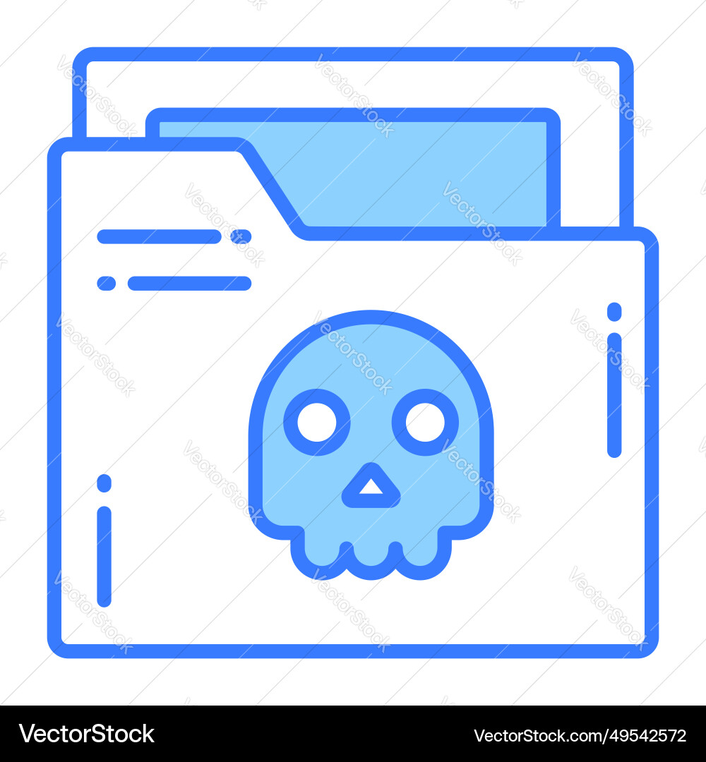 Skull on data folder denoting of infected vector image