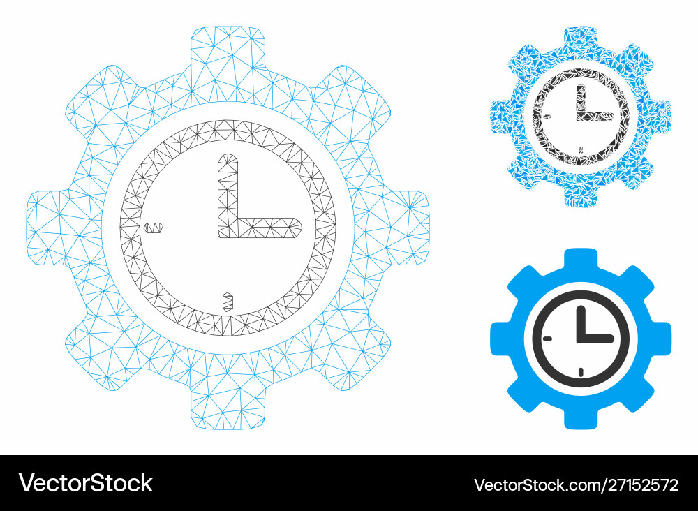 Time setup gear mesh 2d model and triangle Time setup gear mesh 2d model and triangle vector image
