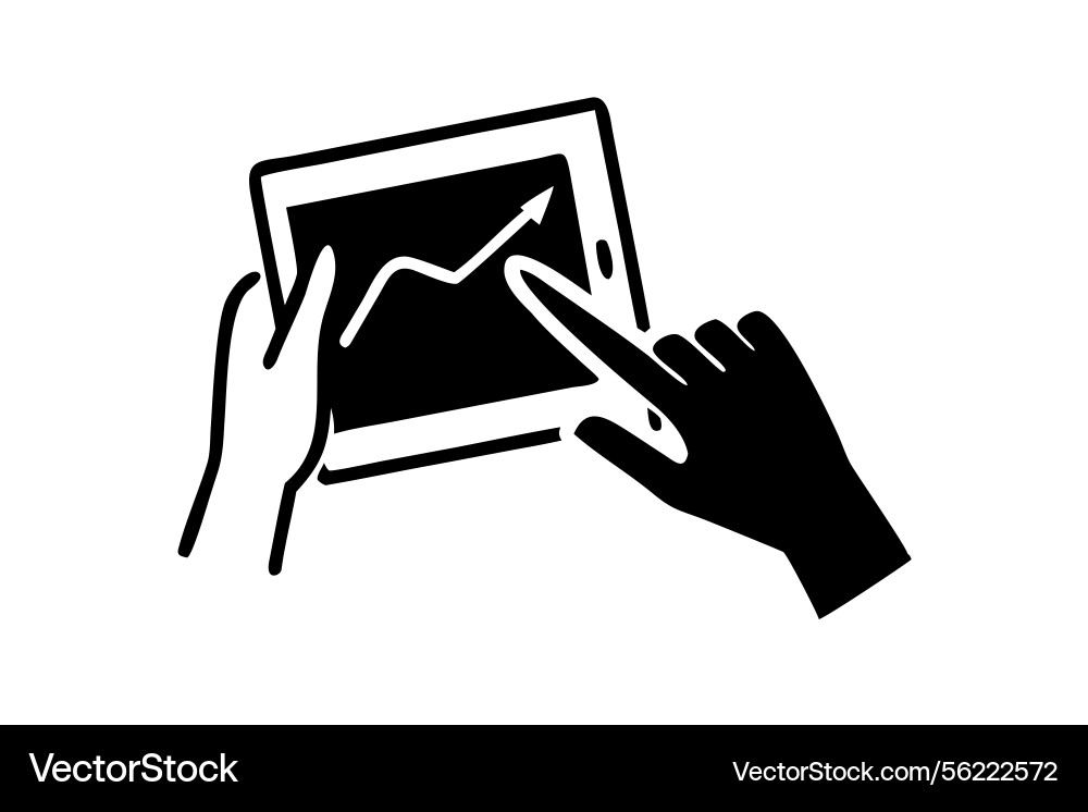 User analyzing data on a tablet with graph Vector Image