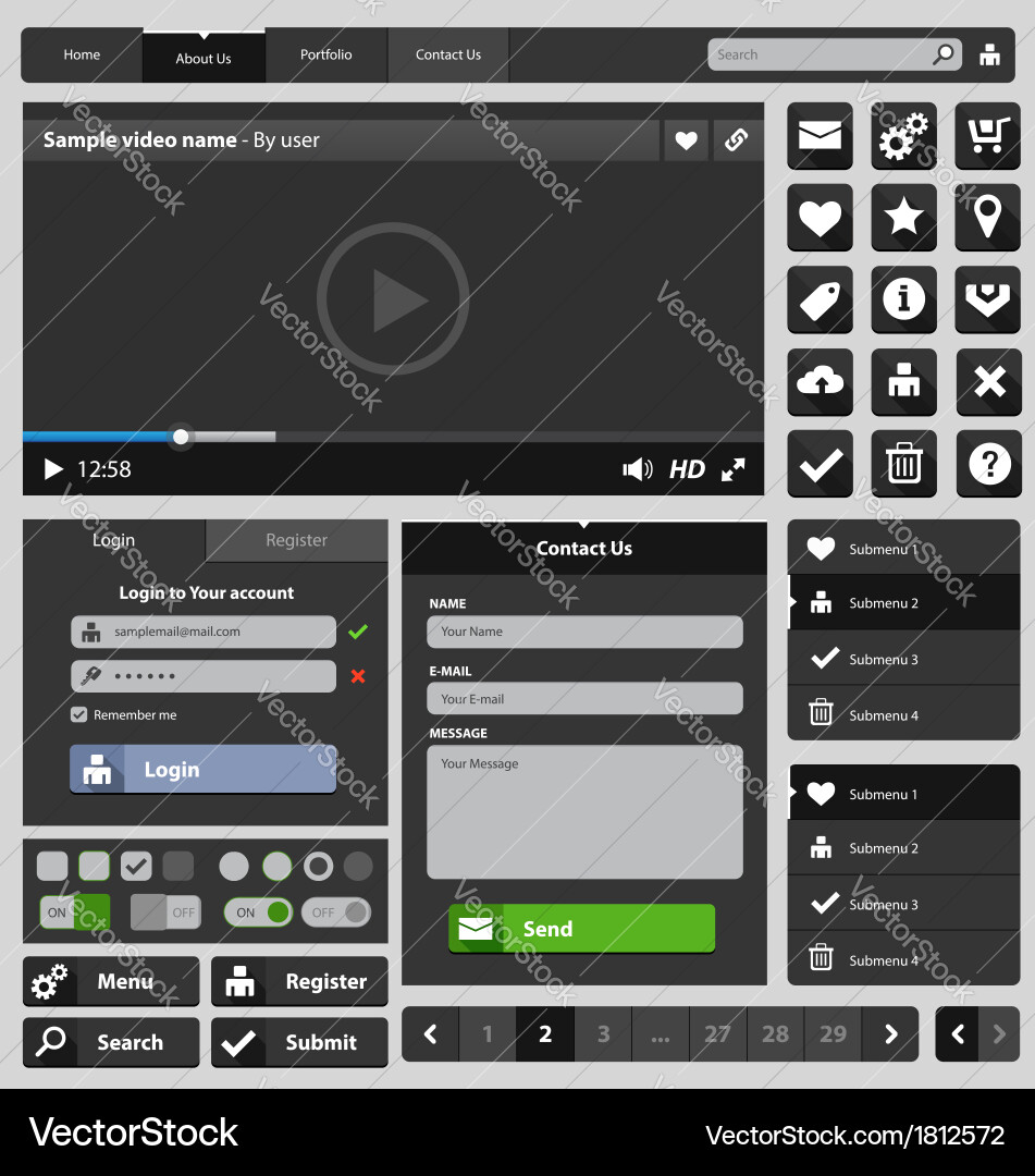 Web UI Elements Collection vector image