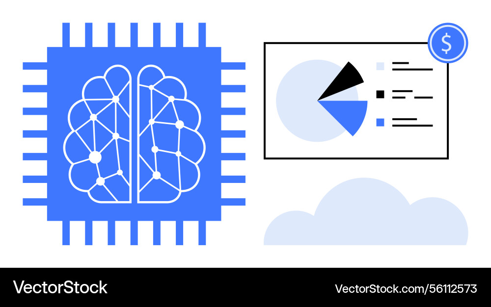 Artificial intelligence brainchip with data Artificial intelligence brainchip with data vector image
