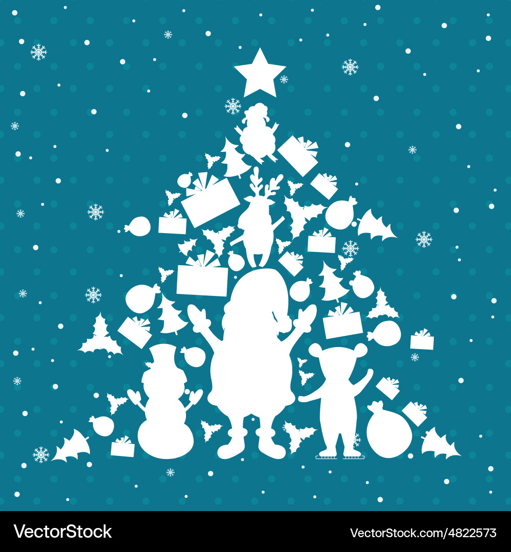 Christmas tree in objects Vector Image