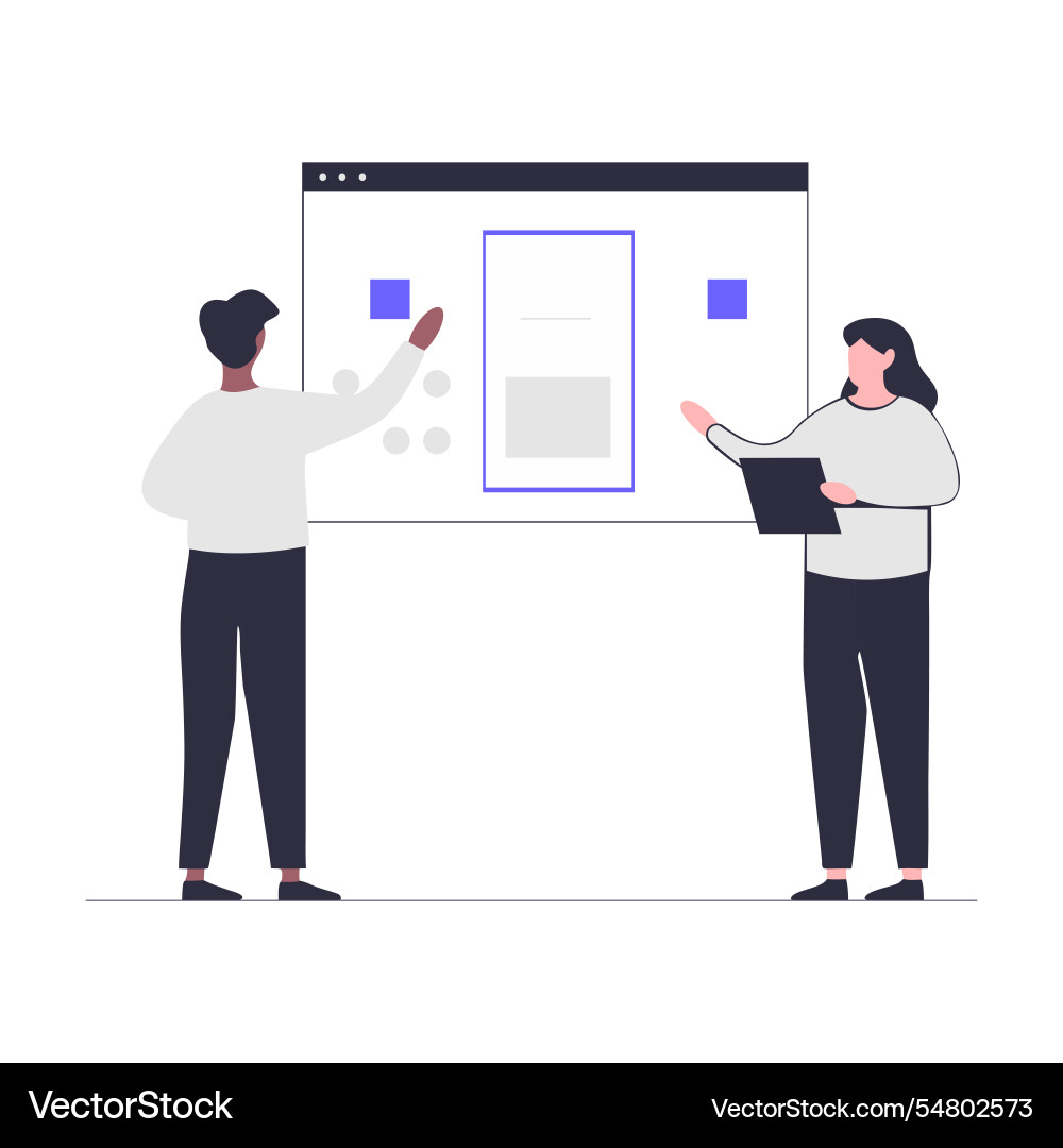 Collaborative teamwork on digital design projects Vector Image