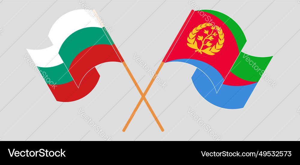 Crossed and waving flags of bulgaria eritrea Crossed and waving flags of bulgaria eritrea vector image