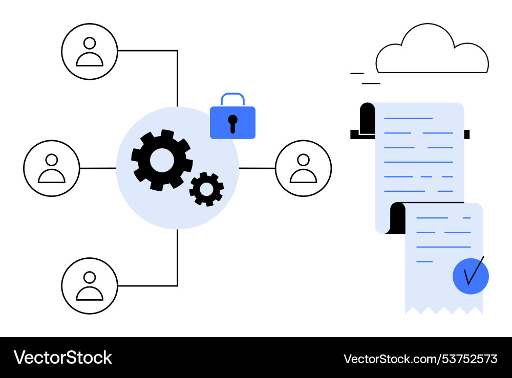 Data security and workflow management concept vector image