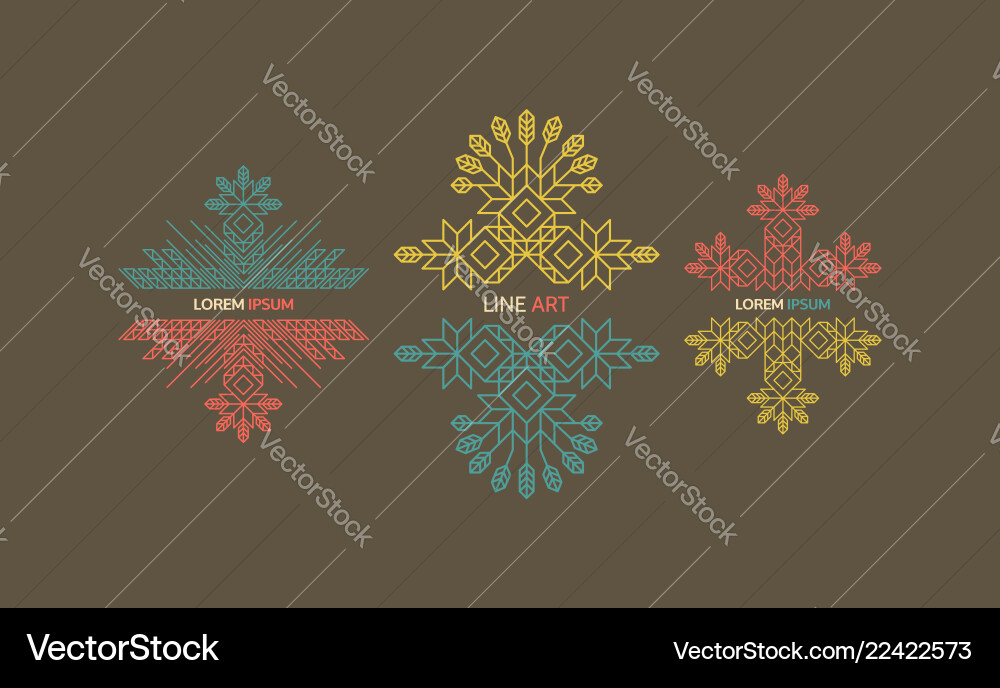 Decorative element in retro style line art design Decorative element in retro style line art design vector image