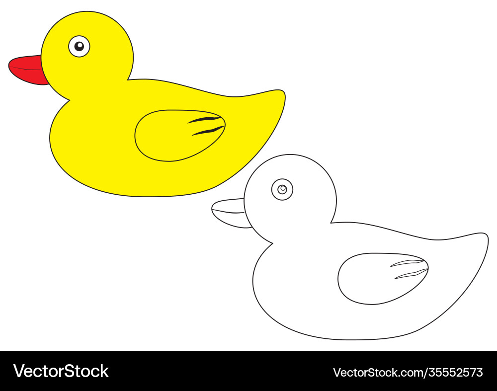 Duck coloring page game for children Royalty Free Vector