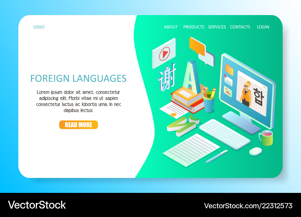 Foreign languages landing page website vector image