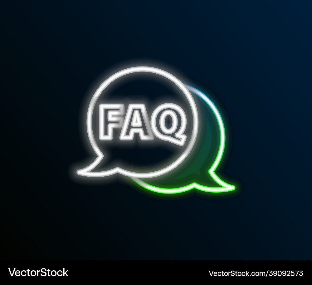 Glowing neon line speech bubble with text faq Glowing neon line speech bubble with text faq vector image